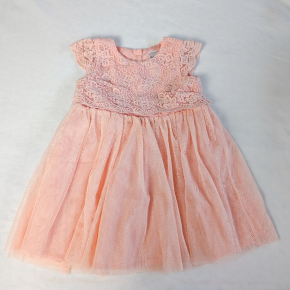 4/$15 18-24M George Sparkle and Lace Tulle Dress Shirt Sleeve Wedding Peach Pink - Picture 1 of 7